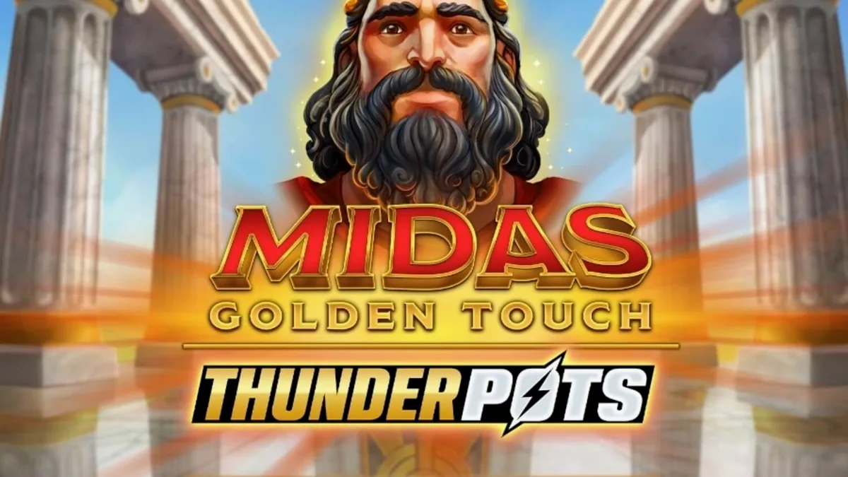 Midas Golden Touch: Thunder Pots slot machine interface na may gintong tema